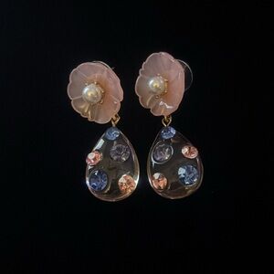 Betsey Johnson White and Blue Crystal Earrings